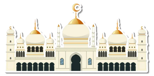 Šablona Samolepky Izolovanou Ilustrací Budovy Mešity — Stockový vektor