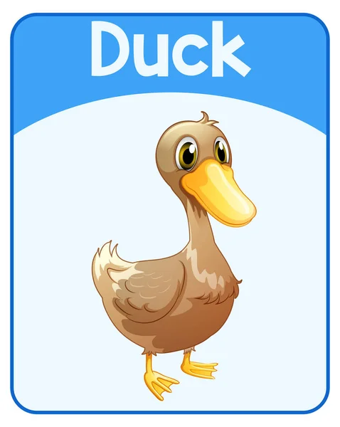 Carte Éducative Anglais Canard Illustration — Image vectorielle