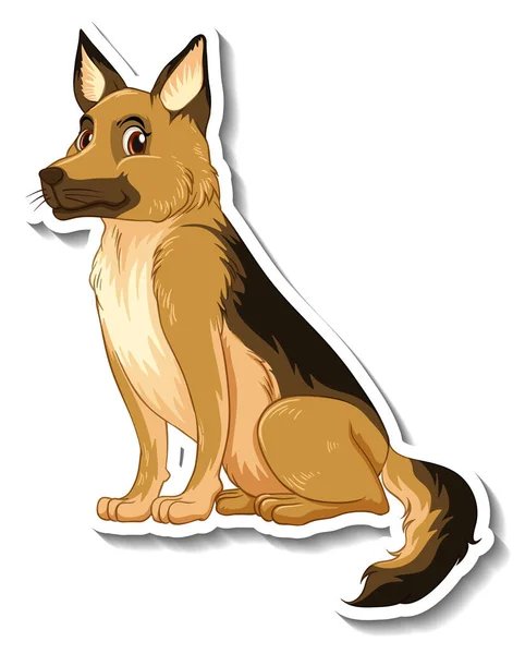 Sticker Design Avec Chien Berger Allemand Illustration Isolée — Image vectorielle