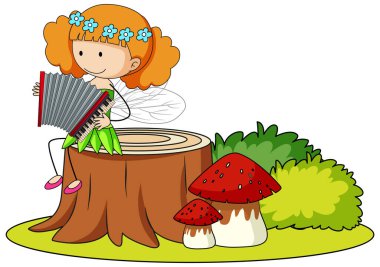 İzole edilmiş küçük bir peri resminin basit çizgi film karakteri.