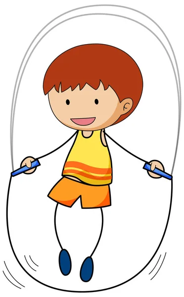 少年のジャンプロープ人形漫画のキャラクター孤立イラスト — ストックベクタ