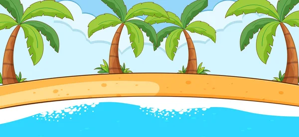 Pusta Scena Krajobraz Plaży Wieloma Palmami Ilustracja — Wektor stockowy