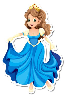 Güzel prenses çizgi film karakteri çıkartması.