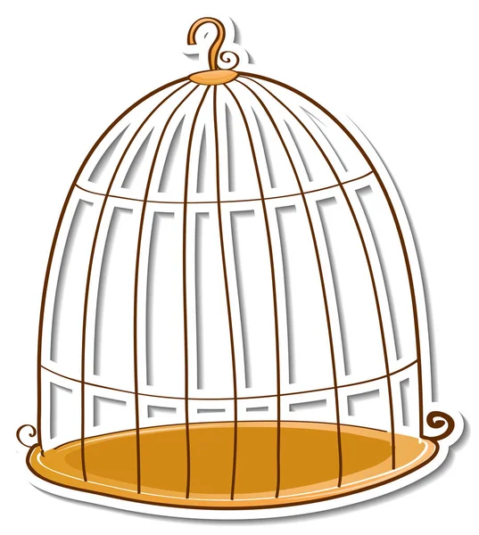 Empty Bird Cage Sticker White Background Illustration — Stock Vector