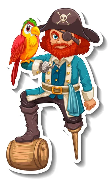 Modelo Etiqueta Com Personagem Desenho Animado Homem Pirata Ilustração Isolada — Vetor de Stock