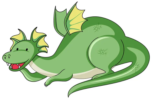 Simple Personaje Dibujos Animados Dragón Verde Ilustración Aislada — Archivo Imágenes Vectoriales