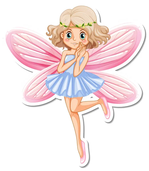 Beautiful Fairy Cartoon Character Sticker Illustration — Stock Vector