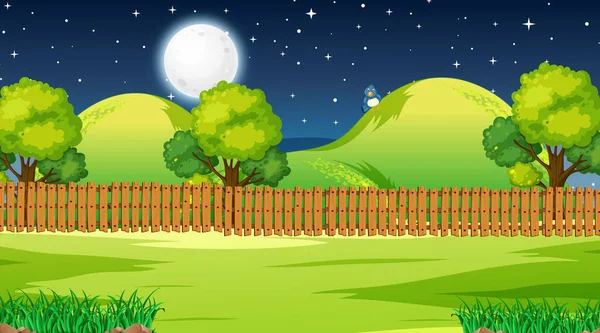 Leere Naturpark Landschaft Bei Nacht Szene Illustration — Stockvektor