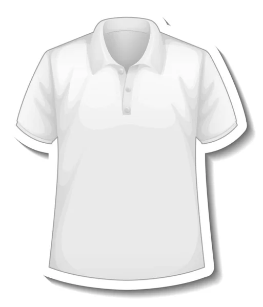 Sticker Template Front White Polo Shirt Isolated Illustration — Stock Vector