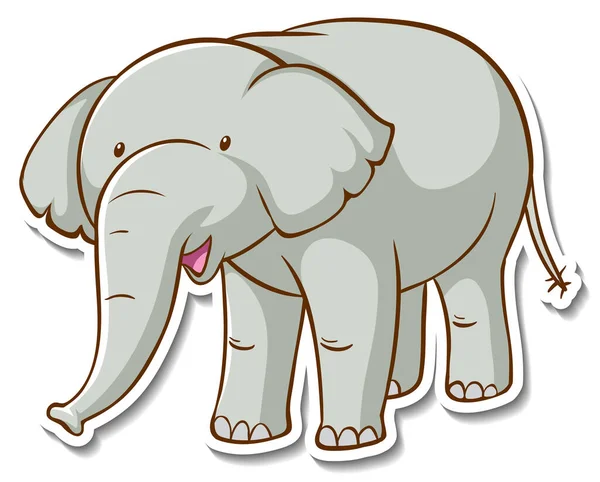 Sticker Design Avec Illustration Isolée Éléphant Mignon — Image vectorielle