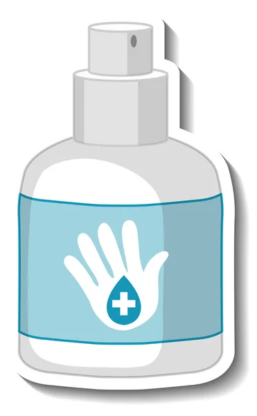 Sticker Template Hand Spray Sanitizer Isolated Illustration — Stock Vector