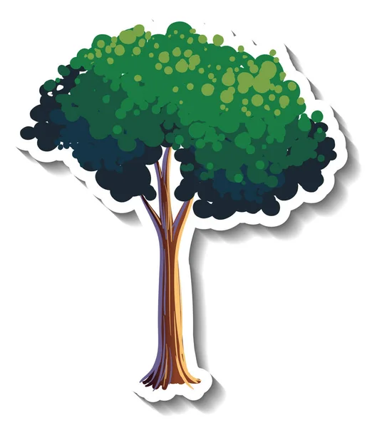 Ένα Δέντρο Πράσινα Φύλλα Αυτοκόλλητο Λευκό Φόντο Εικονογράφηση — Διανυσματικό Αρχείο