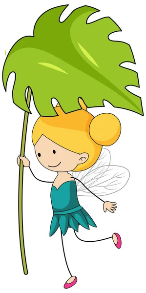Simple Cartoon Character Little Fairy Isolated Illustration — Stock Vector
