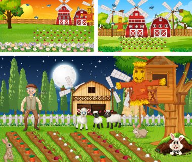 Farklı zamanlarda gösterilen tarım sahneleri