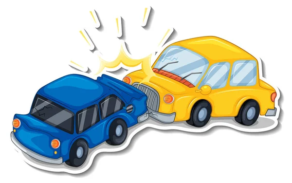 Sticker Design Wrecked Cars Isolated Illustration — Stock Vector