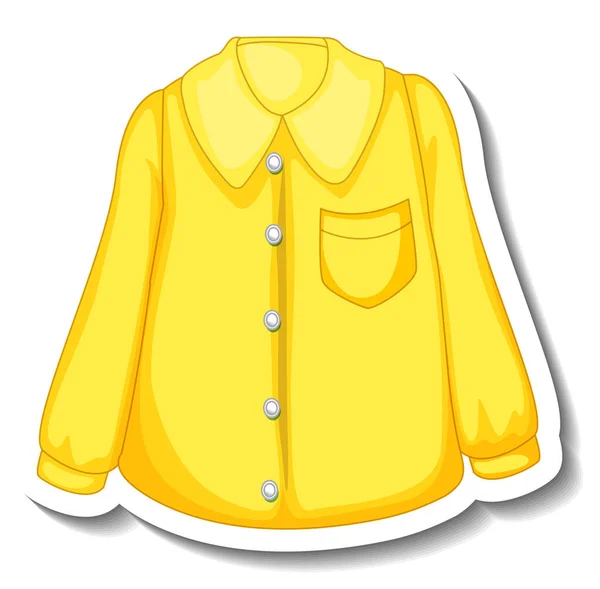 Sticker Template Yellow Shirt Women Isolated Illustration — Stock Vector