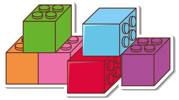 Sticker Design Met Veel Lego Stenen Illustratie — Stockvector