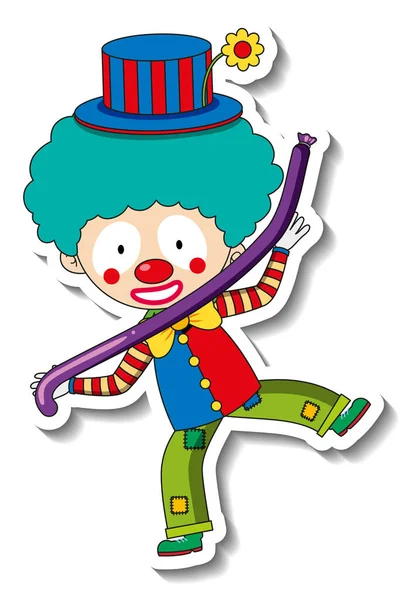 Sticker Sjabloon Met Vrolijke Clown Stripfiguur Geïsoleerde Illustratie Stockvector
