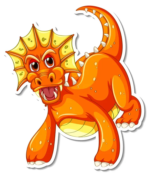 Ilustrasi Stiker Karakter Kartun Fantasi Naga - Stok Vektor