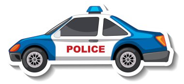 Polis arabasının yan görüntüsüne sahip çıkartma tasarımı izole edilmiş.