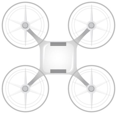 Beyaz arkaplan illüstrasyonunda hava aracı kamerası