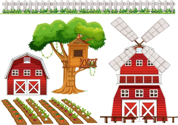 Farm Element Som Isolerad Vit Bakgrund Illustration — Stock vektor