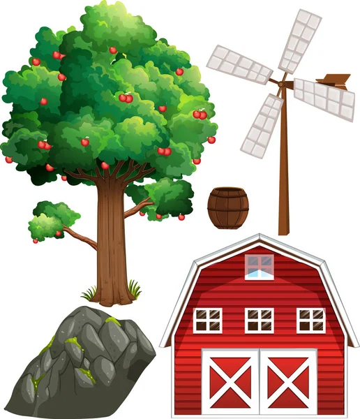 Farm Element Som Isolerad Vit Bakgrund Illustration — Stock vektor