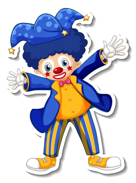 Modèle Autocollant Avec Illustration Personnage Dessin Animé Clown Heureux — Image vectorielle