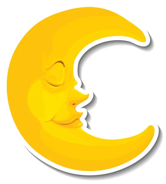 Sticker Template Face Moon Isolated Illustration — Stock Vector