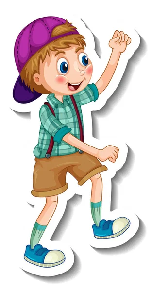Šablona Samolepky Šťastný Chlapec Kreslený Charakter Izolované Ilustrace Royalty Free Stock Ilustrace
