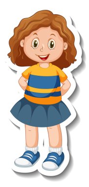 Ayakta duran bir kızla etiketli tasvirler izole edilmiş.