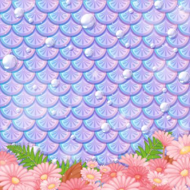 Pastel deniz kızı deseni ve birçok çiçek deseni