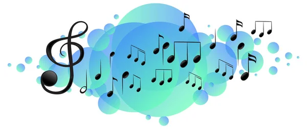 Muzyczne Symbole Melodii Jasnoniebieskiej Plamy Ilustracji — Wektor stockowy