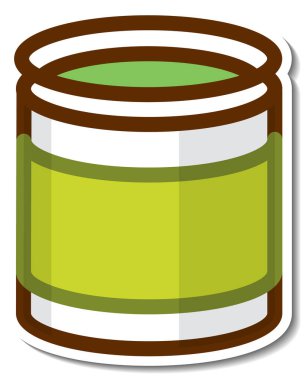 Beyaz arkaplan illüstrasyonunda yeşil çizgi film etiketi