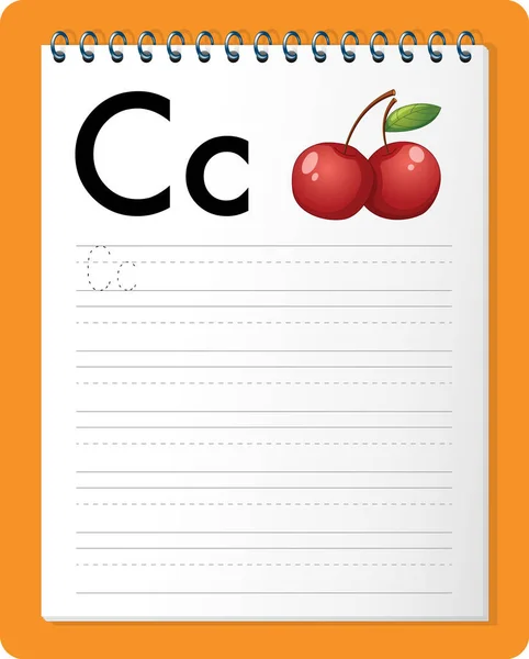 字母跟踪工作表 带有字母C和C说明 — 图库矢量图片
