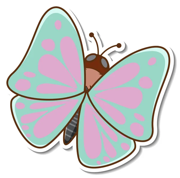 Cute Butterfly Cartoon Sticker Illustration — Stock Vector