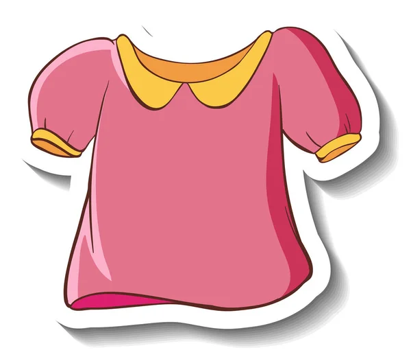 Sticker Template Pink Shirt Women Isolated Illustration — Stock Vector