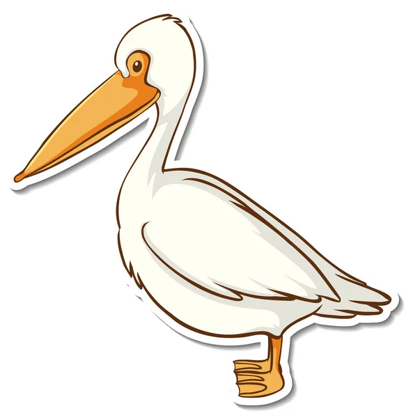 Klistermärke Design Med Pelikan Fågel Isolerad Illustration — Stock vektor
