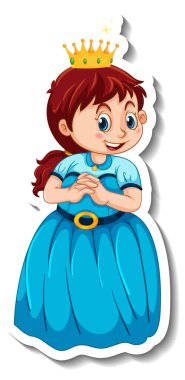 Üzerinde küçük bir prenses çizgi film karakteri olan çıkartma şablonu izole edilmiş