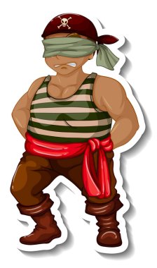 Gözü bağlı bir korsan resmi olan bir etiket şablonu