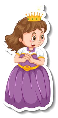 Üzerinde küçük bir prenses çizgi film karakteri olan çıkartma şablonu izole edilmiş