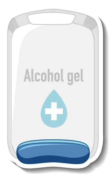 Modèle Autocollant Avec Produit Désinfectant Gel Alcool Illustration Isolée — Image vectorielle