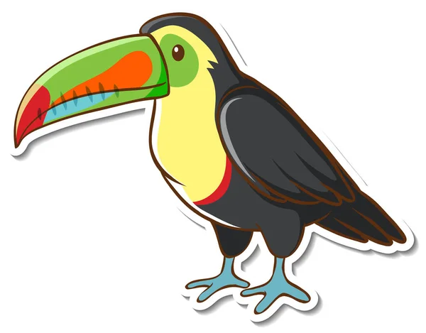 Adesivo Disegno Con Simpatico Uccello Toucan Isolato Illustrazione — Vettoriale Stock