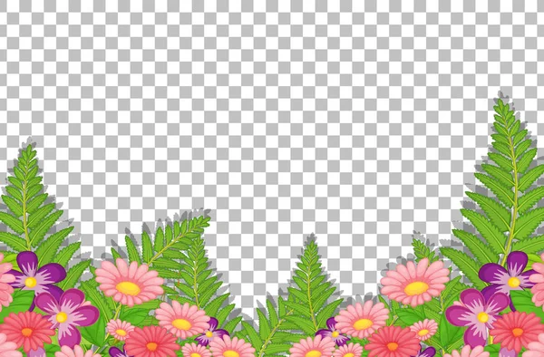 Ροζ Λουλούδια Φύλλα Διαφανές Φόντο Εικονογράφηση — Διανυσματικό Αρχείο
