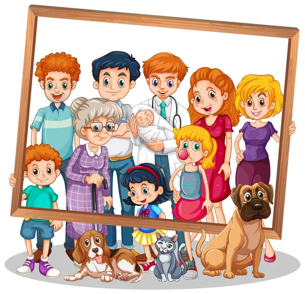 Izolovaný Rodinný Obrázek Obrázkem Rámečku — Stockový vektor