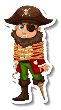 Bir etiket şablonu, Kaptan Kanca halatı ile izole edilmiş vücut çizimi.