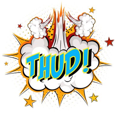 Komik bulut patlaması arkaplan illüstrasyonuyla ilgili kelime gümbürtüsü