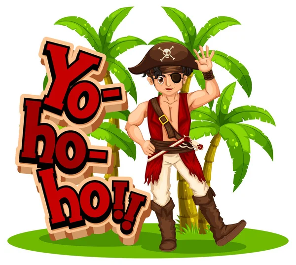 Een Piraat Man Cartoon Karakter Met Toespraak Illustratie — Stockvector