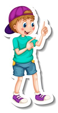 İzole edilmiş bir erkek çizgi film karakteri ile çıkartma şablonu