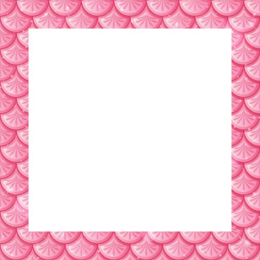 Boş pastel pembe balık pulları çerçeve şablonu çizimi